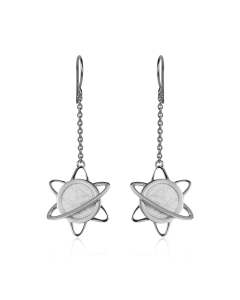 Boucles d'oreilles longues météorite Lithio et argent