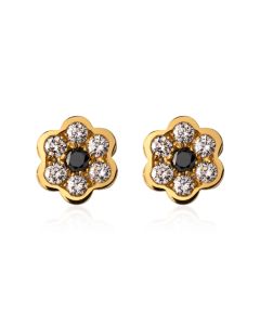 Boucles d'oreilles fleur et diamants