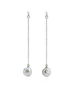 Boucles d'oreilles perle noire de Tahiti Keshi argent