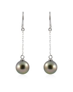 Tahitian pearls long earrings white gold chain