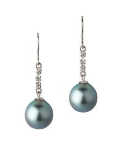 Tahitian pearls earrings white gold and diamonds 