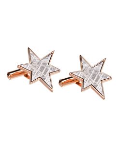 Meteorite star and red gold cufflinks 