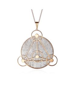 Meteorite crop circle geometry pendant silver plated in yellow gold
