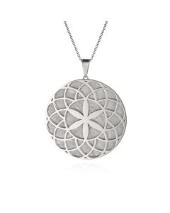 Meteorite crop circle rosette pendant in silver