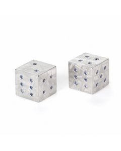 Meteorite dice with Yogo sapphires