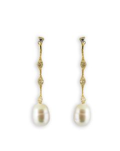 South Sea pearl earrings yellow gold color