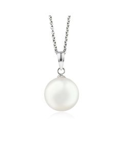 White pearl pendant silver 