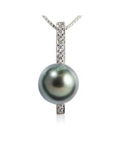 Tahitian pearl pendant white gold and diamonds 