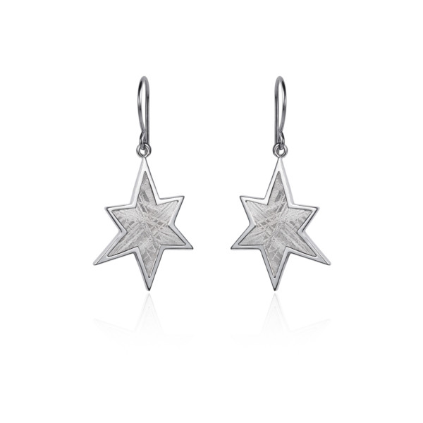 Meteorite star and silver earrings
