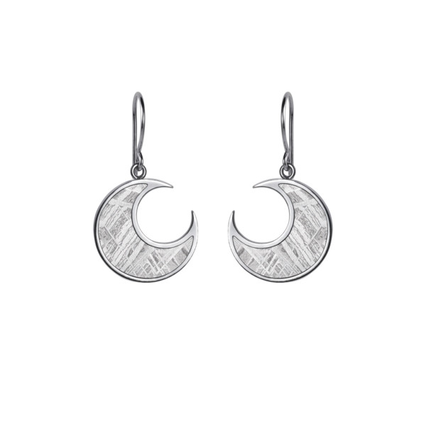 Meteorite moon and silver earrings
