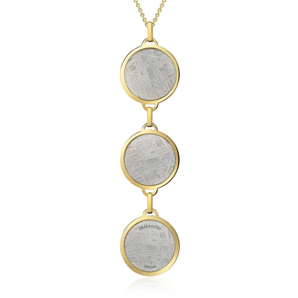 Meteorite Aeon triple pendant in yellow gold