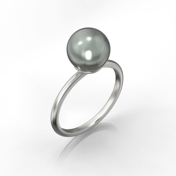 Tahitian black pearl and gold ring