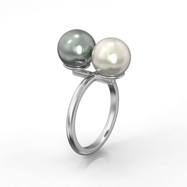 Duo pearl ring