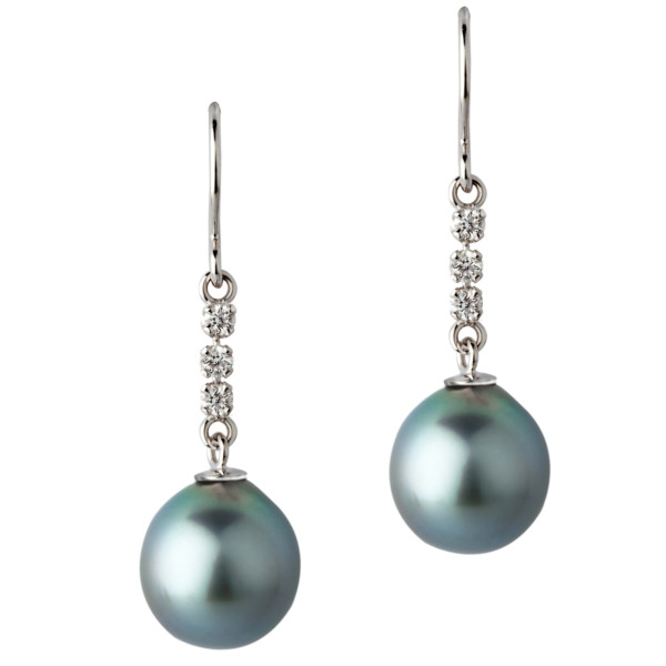 Tahitian pearls earrings white gold and diamonds 