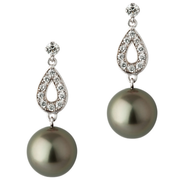 Tahitian Pearl earrings white gold and diamonds