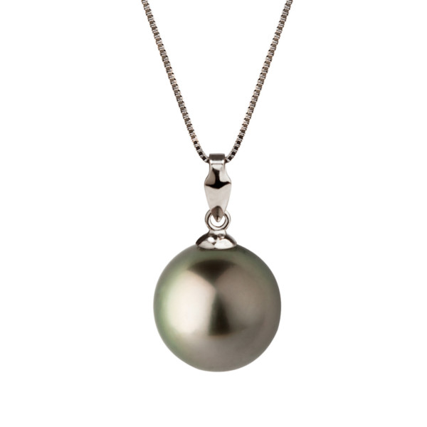 Pendentif perle noire de Tahiti or gris