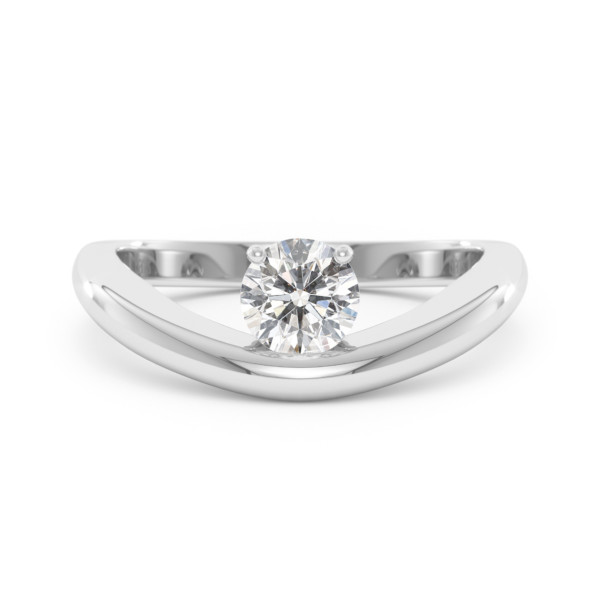     Ein Océan Diamant-Solitärring aus Weißgold, besetzt mit einem GIA-zertifizierten Brillanten von 0,50 Karat, Vorderansicht, freigestellt auf weißem Hintergrund
