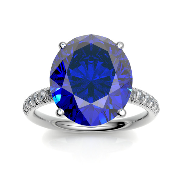 Oval cut Tanzanite 5,02 ct ring and diamonds