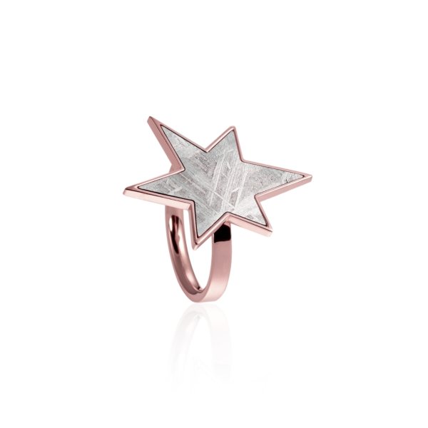 Bague météorite étoile et or rouge