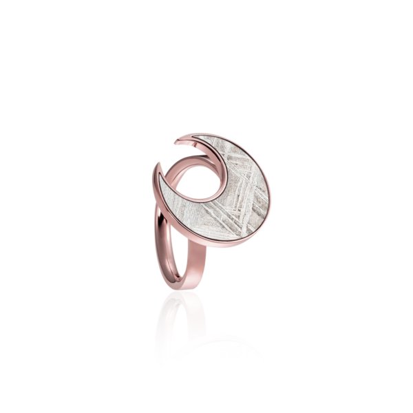Bague météorite lune et or rouge