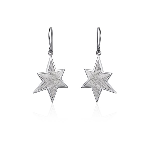 Boucles d’oreilles météorite étoile et argent 