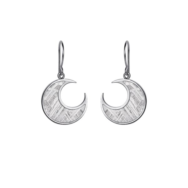 Boucles d’oreilles météorite lune et argent