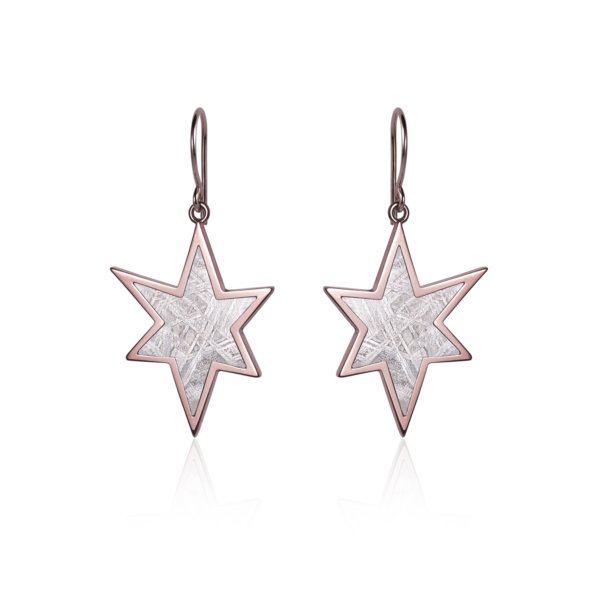 Boucles d’oreilles météorite étoile et or rouge