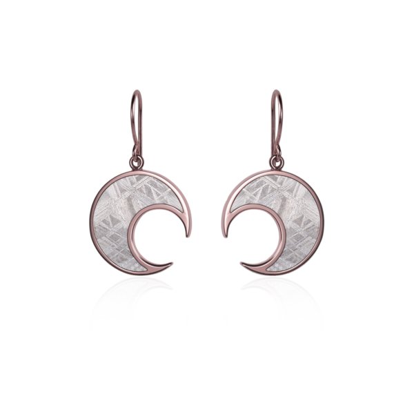Boucles d’oreilles météorite lune et or rouge
