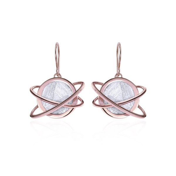 Boucles d’oreilles météorite Hélio et or rouge