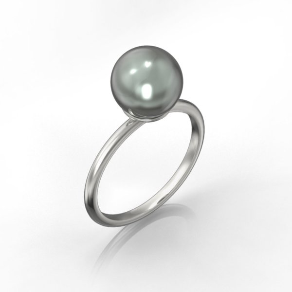 Tahitian black pearl and gold ring