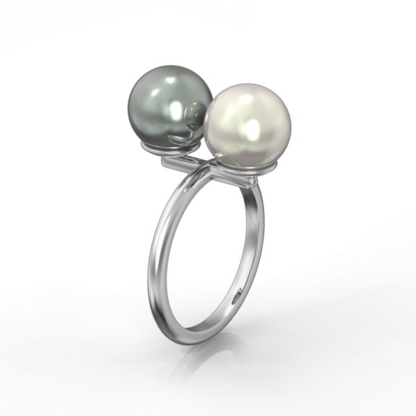 Duo pearl ring