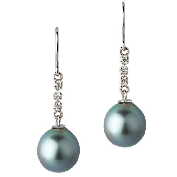 Tahitian pearls earrings white gold and diamonds 