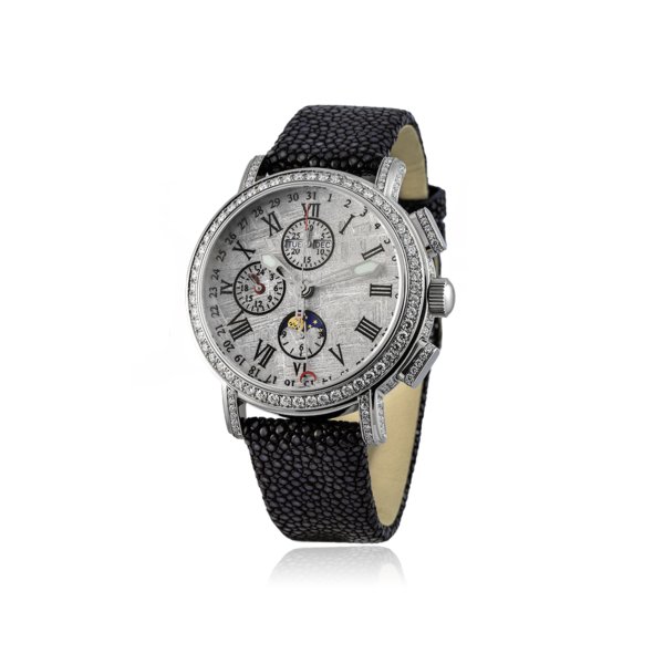 Chronographenuhr 44mm mit Meteoriten-Zifferblatt und Diamanten