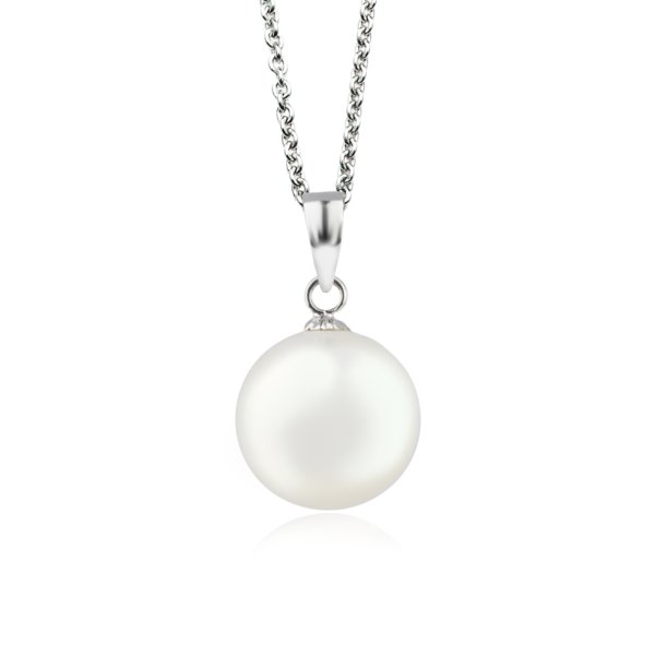 White pearl pendant silver 