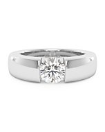un solitaire diamant Lune serti d' un diamant, taille brillant de 1,00 carat GIA en or blanc vue de face