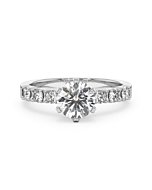 Blanche-Neige diamond solitaire ring, 1 carat GIA-certified diamond with pavé-set shoulder diamonds, front view