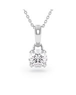     Un pendentif diamant 1,00 carat GIA en or blanc avec sa chaîne, vue de face sur fond blanc