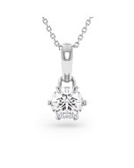     Un pendentif diamant 6 griffes 1,00 carat GIA en or blanc avec sa chaîne, vue de face sur fond blanc