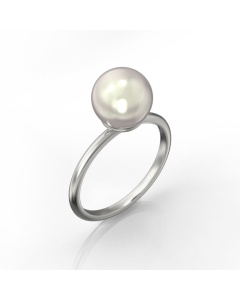 Bague perle blanche