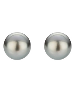 Boucles d'oreilles perle noire de Tahiti or gris