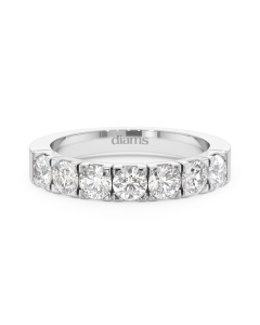 Une demi-alliance diamants 1,15 carat en or blanc 750 vue de face sur fond blanc