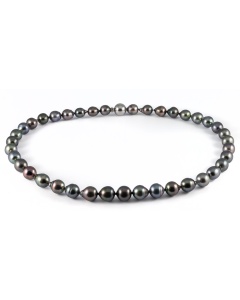  Collier perle noire de Tahiti  39 perles forme baroque