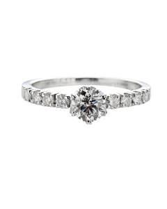 Solitaire diamant Blanche-Neige 0,50 ct en or blanc &ndash; vue de face