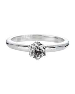 solitaire diamant 6 griffes GIA en or gris vue de face