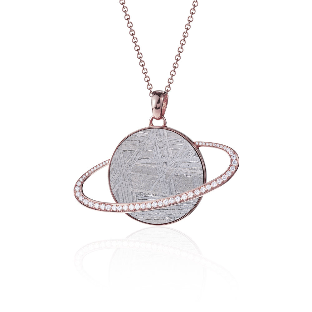 Meteorite jewelry with 4.5 billion-year-old Widmanstätten patterns